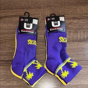 NWT NBA LA Lakers Stance Purple and Yellow Men's Quarter Cut Socks